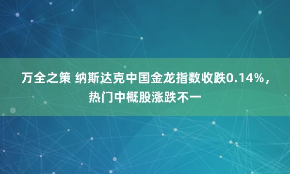 万全之策 纳斯达克中国金龙指数收跌0.14%，热门中概股涨跌不一
